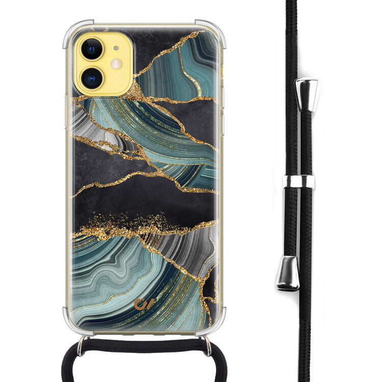 Casevibes iPhone 11 hoesje met koord - Marble Jade Stone