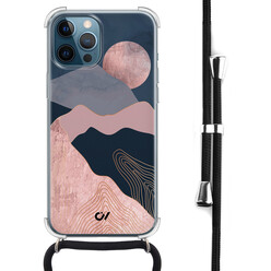 Casevibes iPhone 12 (Pro) hoesje met koord - Landscape Rosegold