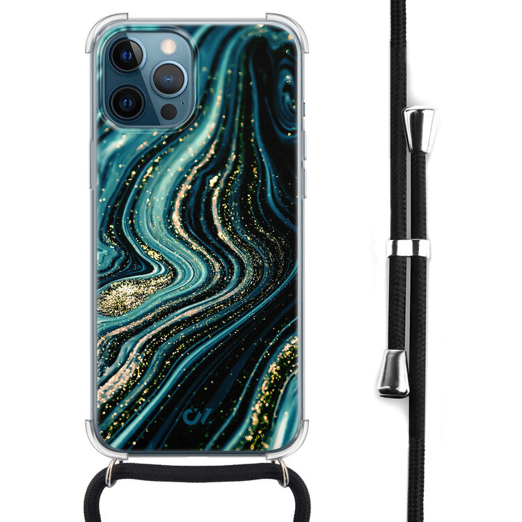Casevibes iPhone 12 (Pro) hoesje met koord - Blue Marble Waves