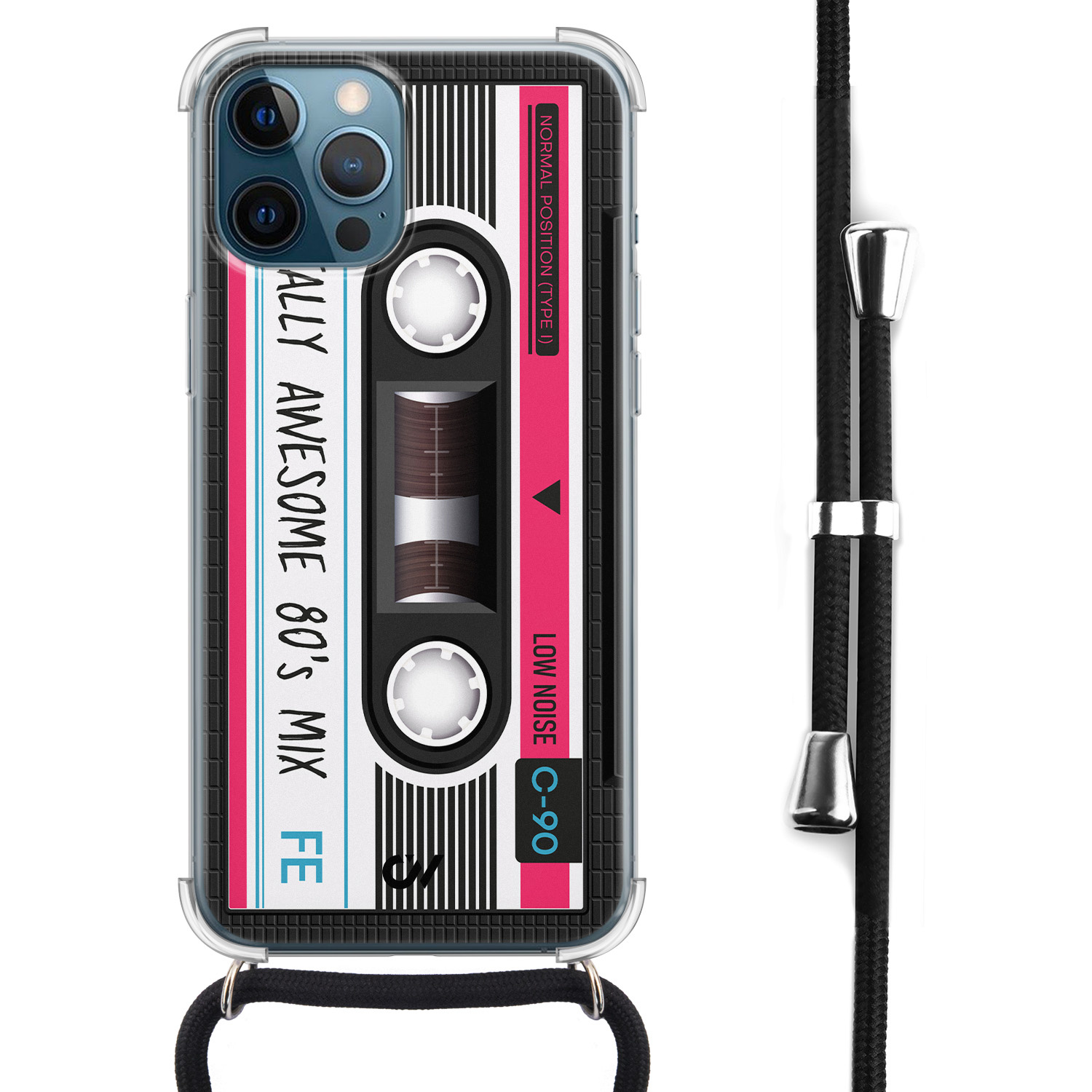 Casevibes iPhone 12 (Pro) hoesje met koord - Cassette