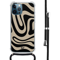 Casevibes iPhone 12 (Pro) hoesje met koord - Abstract Black Waves