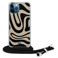 Casevibes iPhone 12 (Pro) hoesje met koord - Abstract Black Waves