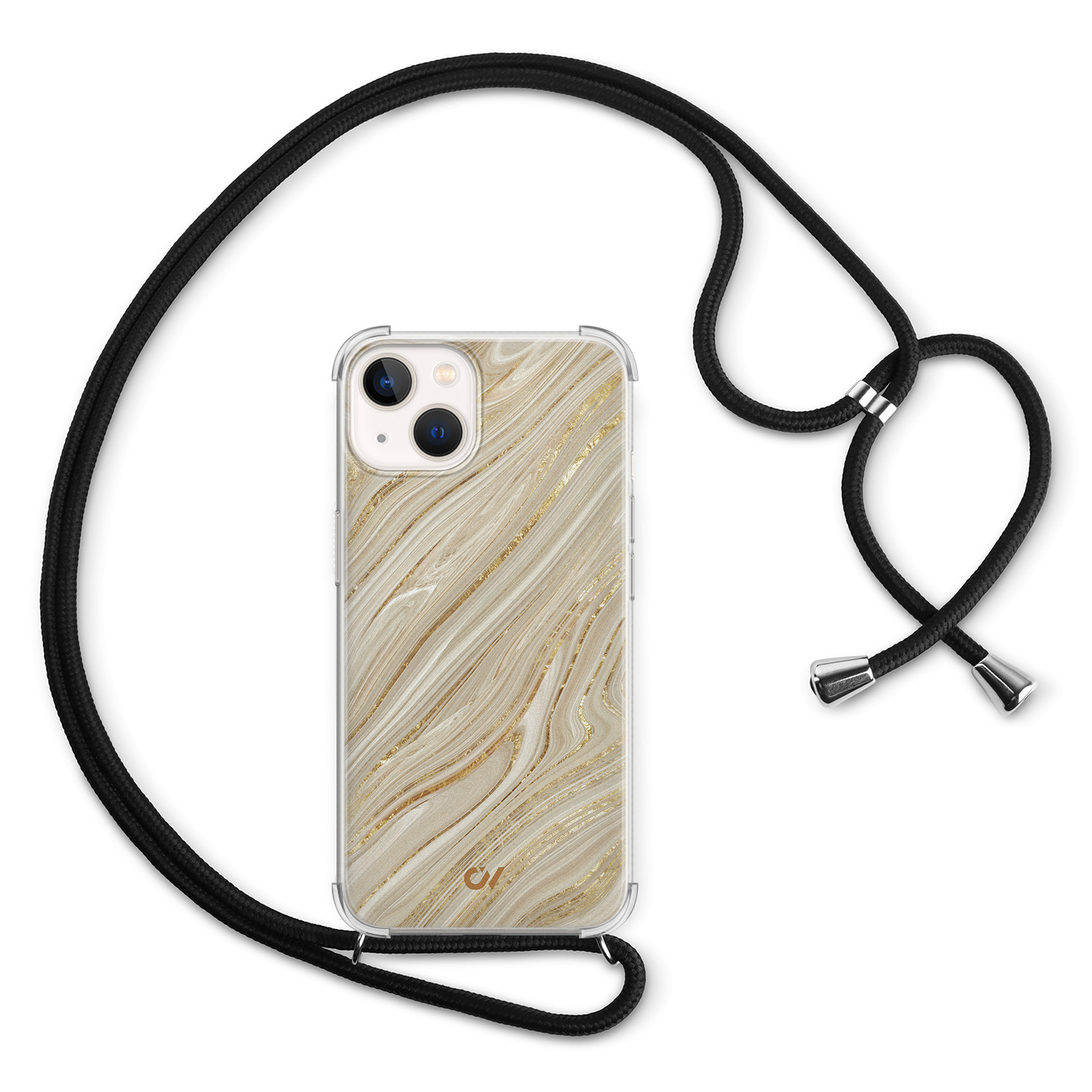 Casevibes iPhone 13 hoesje met koord - Golden Marble