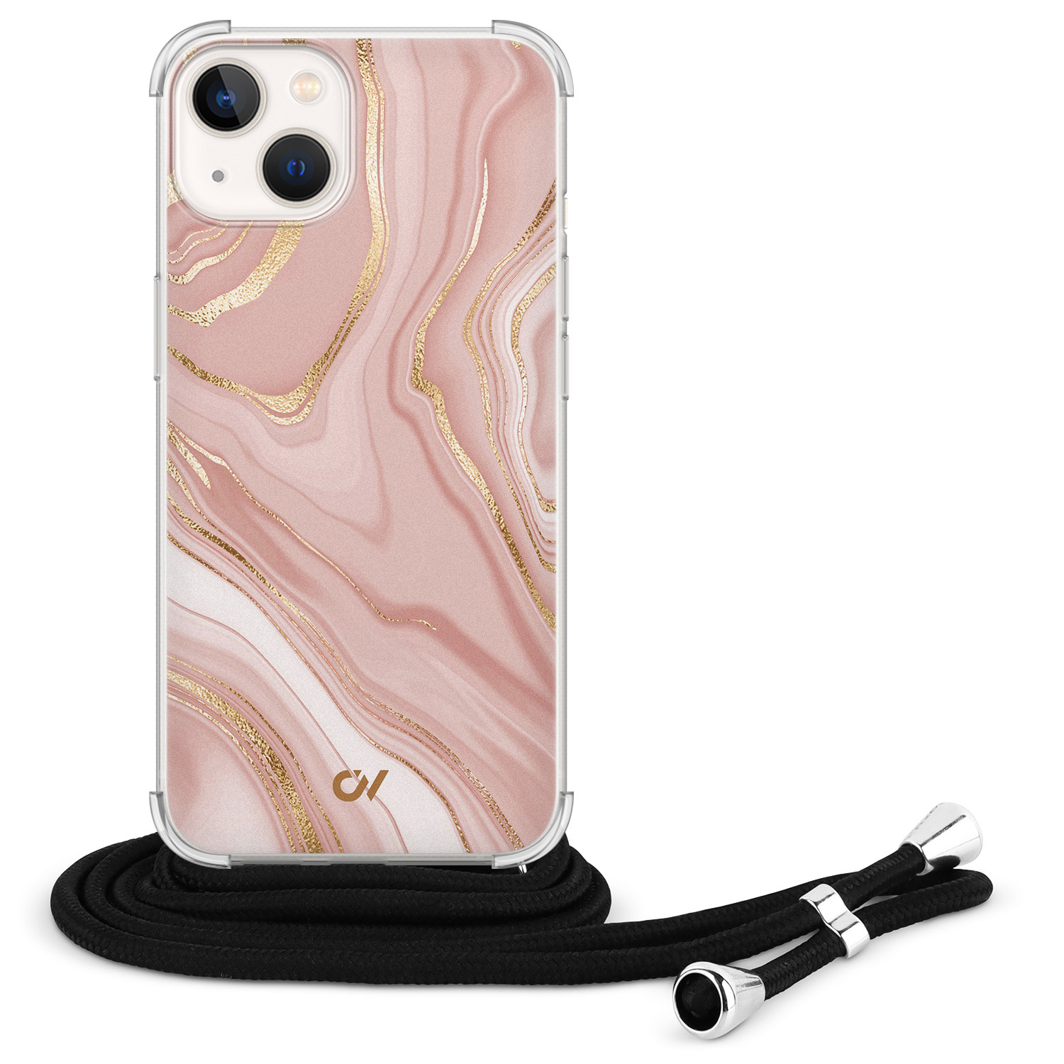 Casevibes iPhone 13 hoesje met koord - Rose Marble