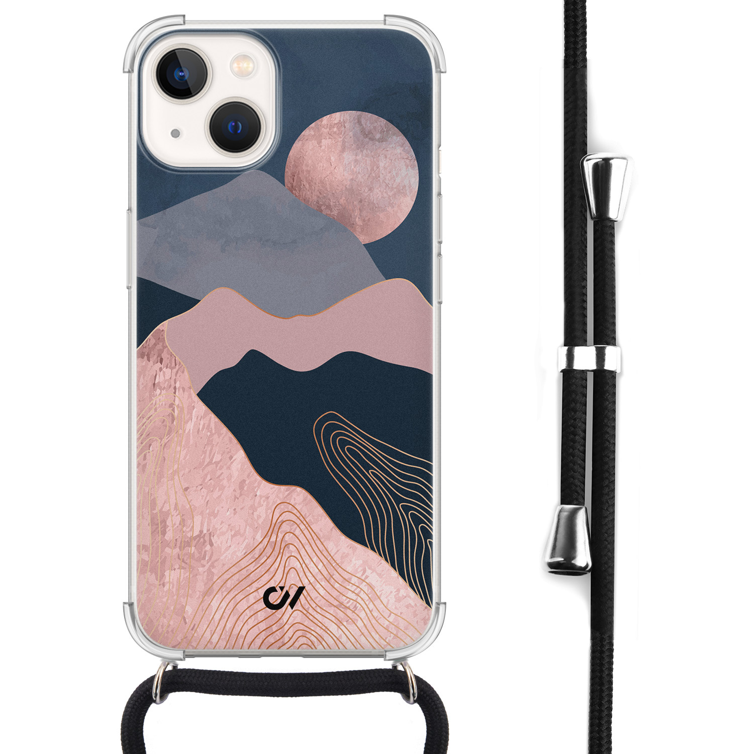 Casevibes iPhone 13 hoesje met koord - Landscape Rosegold