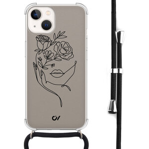 Casevibes iPhone 13 hoesje met koord - Oneline Face Flower