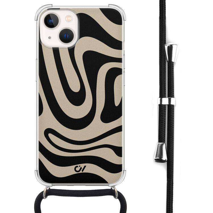 Casevibes iPhone 13 hoesje met koord - Abstract Black Waves