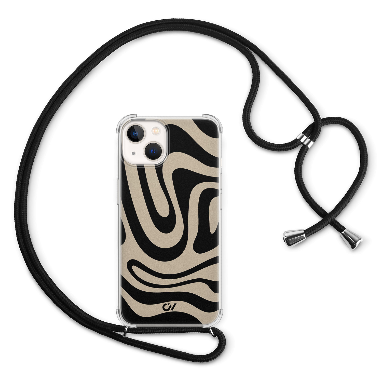 Casevibes iPhone 13 hoesje met koord - Abstract Black Waves