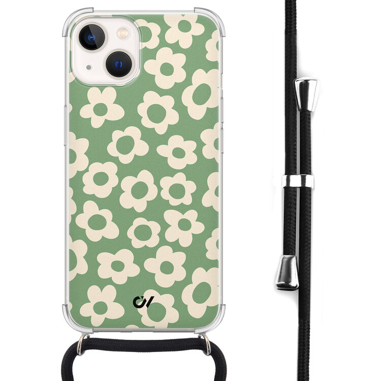Casevibes iPhone 13 hoesje met koord - Retro Cute Flowers