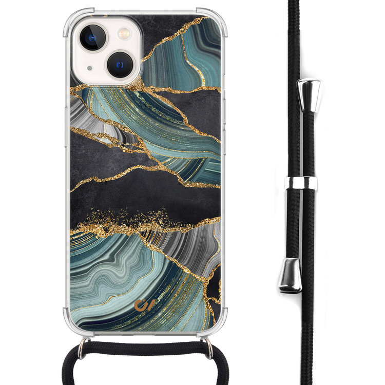 Casevibes iPhone 13 hoesje met koord - Marble Jade Stone