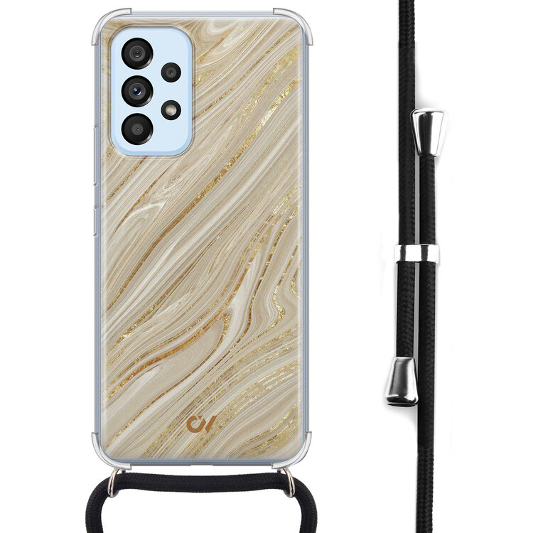 Casevibes Samsung Galaxy A53 hoesje met koord - Golden Marble