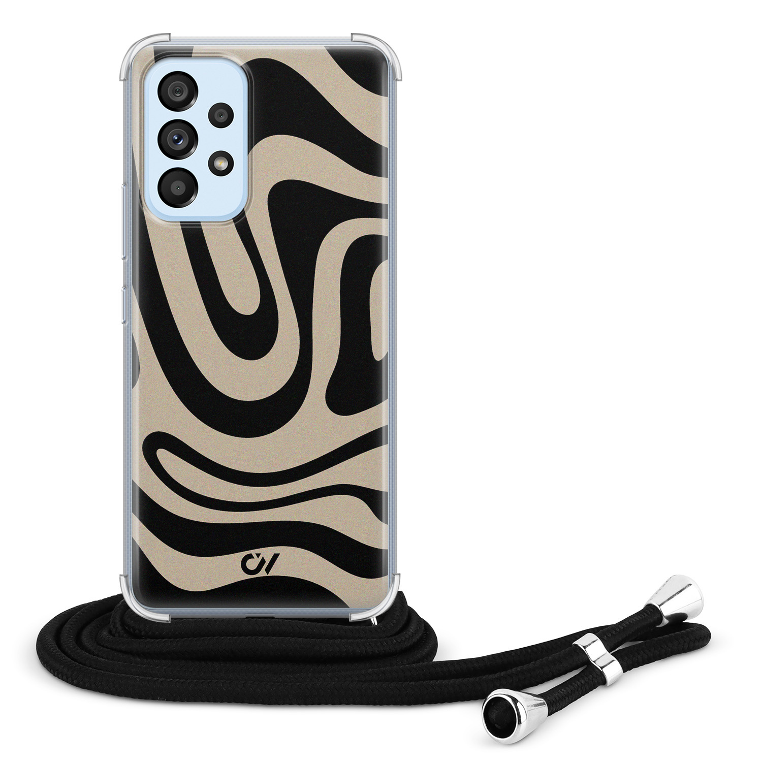 Casevibes Samsung Galaxy A53 hoesje met koord - Abstract Black Waves