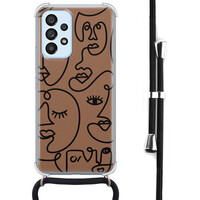 Casevibes Samsung Galaxy A53 hoesje met koord - Mokka Faces