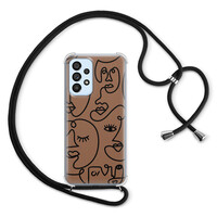 Casevibes Samsung Galaxy A53 hoesje met koord - Mokka Faces