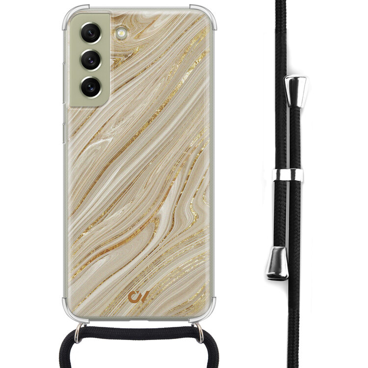 Casevibes Samsung Galaxy S21 FE hoesje met koord - Golden Marble