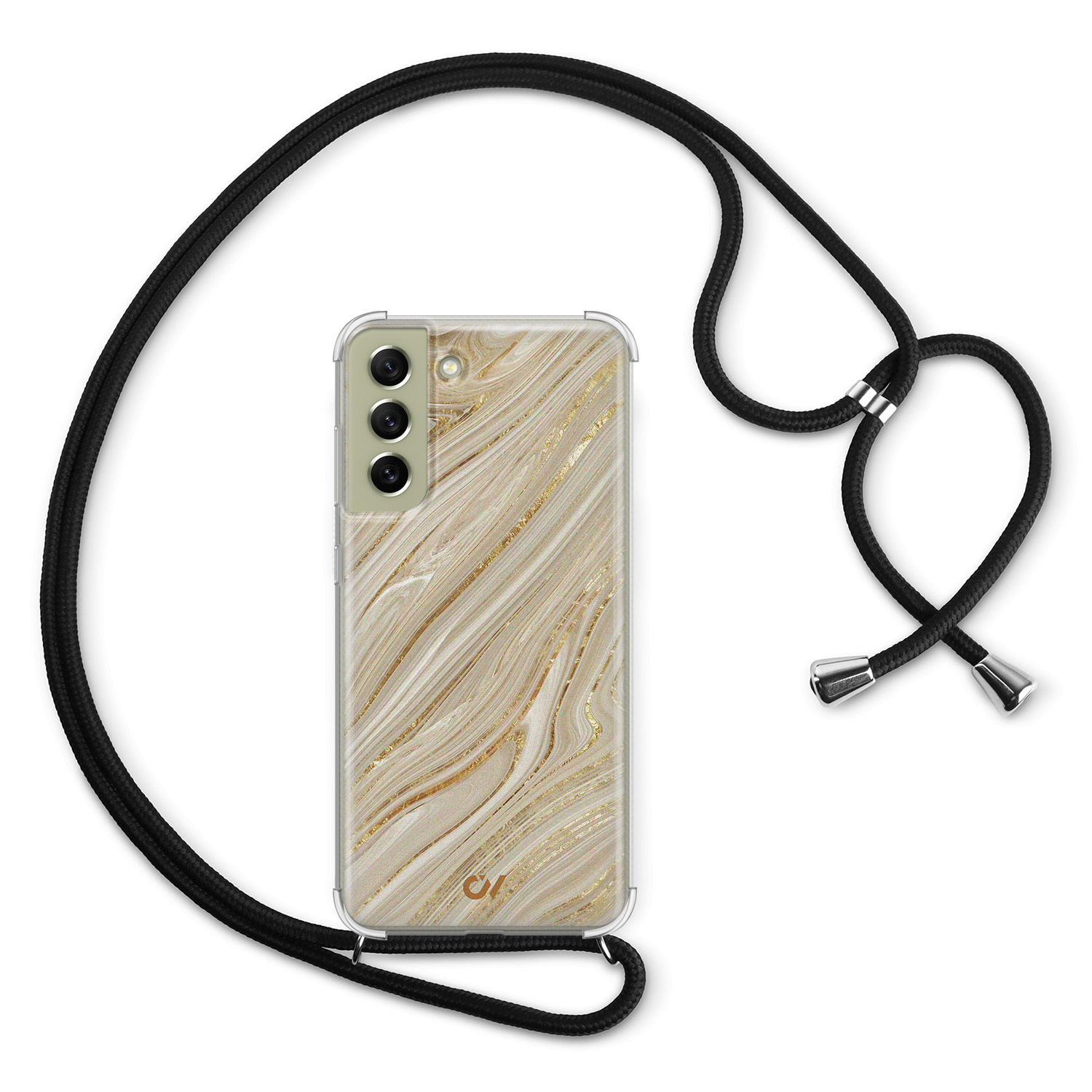 Casevibes Samsung Galaxy S21 FE hoesje met koord - Golden Marble