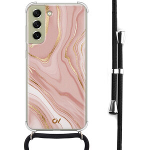 Casevibes Samsung Galaxy S21 FE hoesje met koord - Rose Marble