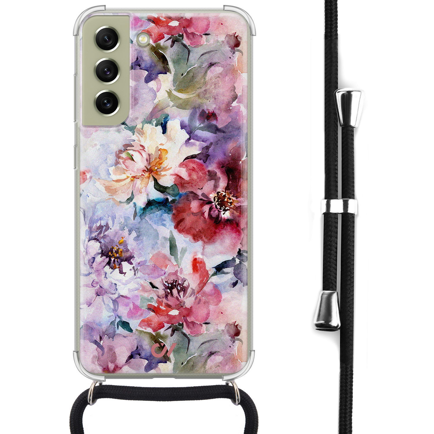 Casevibes Samsung Galaxy S21 FE hoesje met koord - Bloemen Acryl