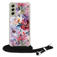 Casevibes Samsung Galaxy S21 FE hoesje met koord - Bloemen Acryl