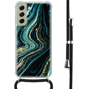 Casevibes Samsung Galaxy S21 FE hoesje met koord - Blue Marble Waves