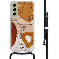 Casevibes Samsung Galaxy S21 FE hoesje met koord - Abstract Shape Faces