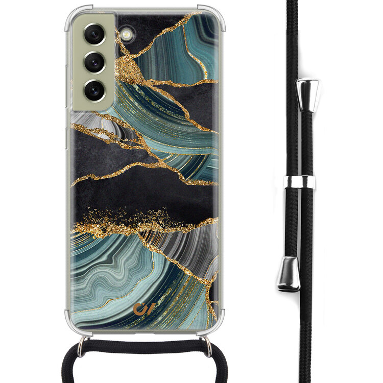 Casevibes Samsung Galaxy S21 FE hoesje met koord - Marble Jade Stone