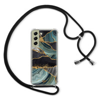 Casevibes Samsung Galaxy S21 FE hoesje met koord - Marble Jade Stone