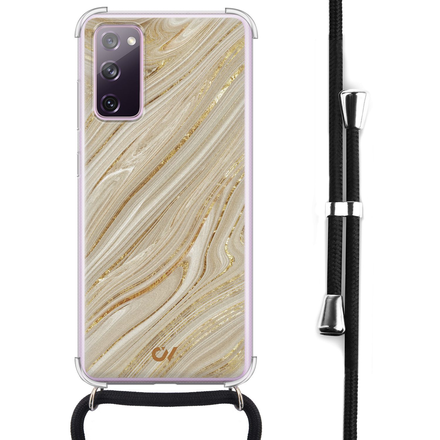 Casevibes Samsung Galaxy S20 FE hoesje met koord - Golden Marble