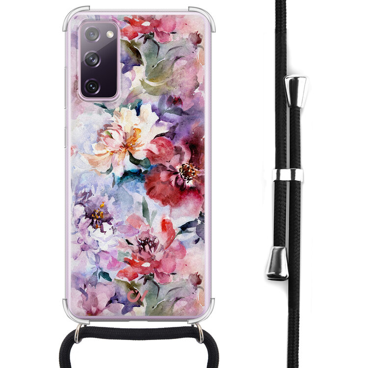 Casevibes Samsung Galaxy S20 FE hoesje met koord - Bloemen Acryl