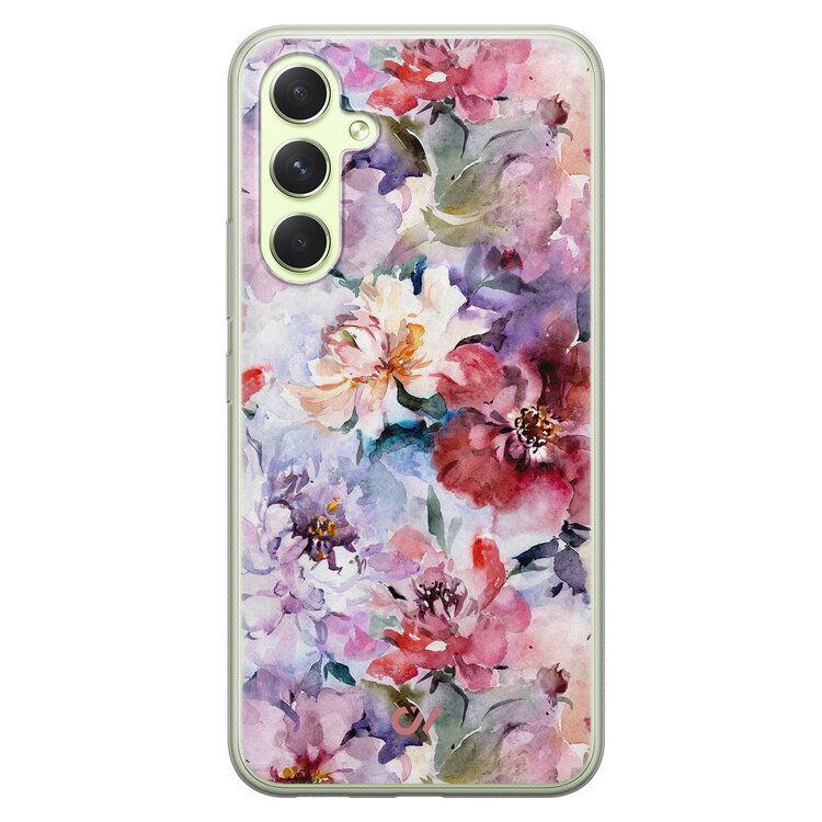Casevibes Samsung Galaxy A54 hoesje siliconen - Bloemen Acryl