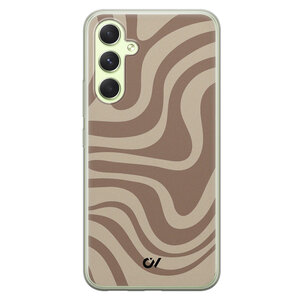 Casevibes Samsung Galaxy A54 hoesje siliconen - Brown Abstract Waves