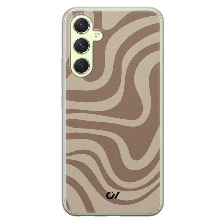 Casevibes Samsung Galaxy A54 hoesje siliconen - Brown Abstract Waves