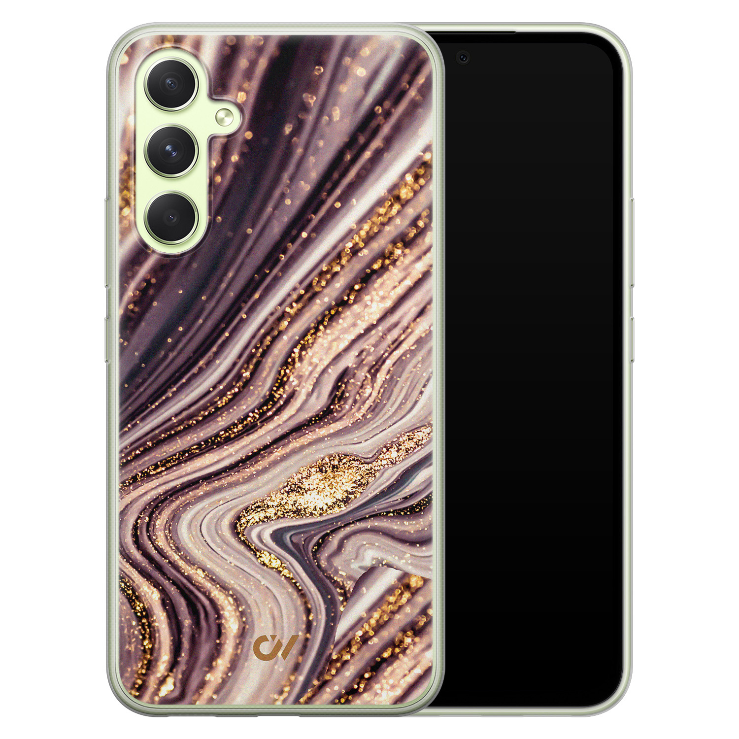 Casevibes Samsung Galaxy A54 hoesje siliconen - Golden Pink Marble