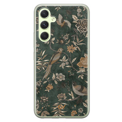 Casevibes Samsung Galaxy A54 hoesje siliconen - Khaki Golden Flowers