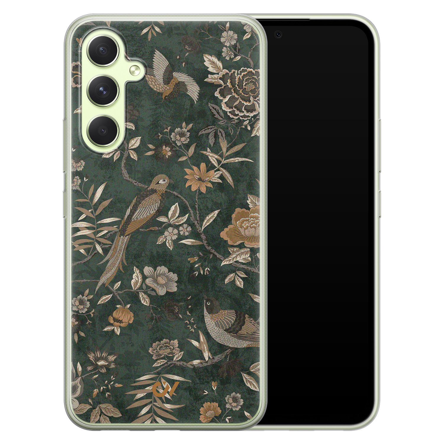 Casevibes Samsung Galaxy A54 hoesje siliconen - Khaki Golden Flowers