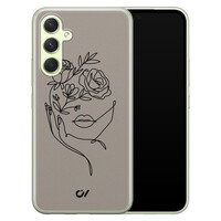 Casevibes Samsung Galaxy A54 hoesje siliconen - Oneline Face Flower