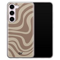 Casevibes Samsung Galaxy S23 hoesje siliconen - Brown Abstract Waves