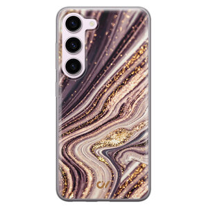 Casevibes Samsung Galaxy S23 hoesje siliconen - Golden Pink Marble