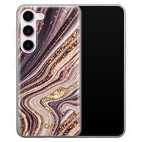 Casevibes Samsung Galaxy S23 hoesje siliconen - Golden Pink Marble