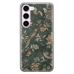 Casevibes Samsung Galaxy S23 hoesje siliconen - Khaki Golden Flowers