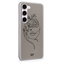 Casevibes Samsung Galaxy S23 hoesje siliconen - Oneline Face Flower