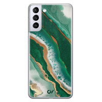 Casevibes Samsung Galaxy S21 Plus hoesje siliconen - Marble Jade Waves