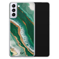 Casevibes Samsung Galaxy S21 Plus hoesje siliconen - Marble Jade Waves