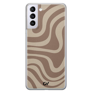 Casevibes Samsung Galaxy S21 Plus hoesje siliconen - Brown Abstract Waves