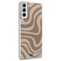 Casevibes Samsung Galaxy S21 Plus hoesje siliconen - Brown Abstract Waves