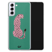 Casevibes Samsung Galaxy S21 Plus hoesje siliconen - Pink Luipaard