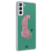 Casevibes Samsung Galaxy S21 Plus hoesje siliconen - Pink Luipaard