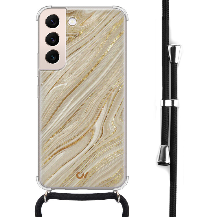 Casevibes Samsung Galaxy S22 hoesje met koord - Golden Marble