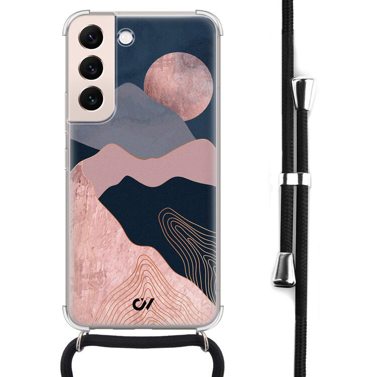 Casevibes Samsung Galaxy S22 hoesje met koord - Landscape Rosegold