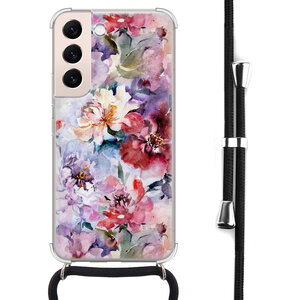 Casevibes Samsung Galaxy S22 hoesje met koord - Bloemen Acryl